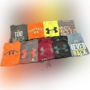 Lot of 9 - Under Armour - short sleeve tshirts- Youth Medium- lightly worn!